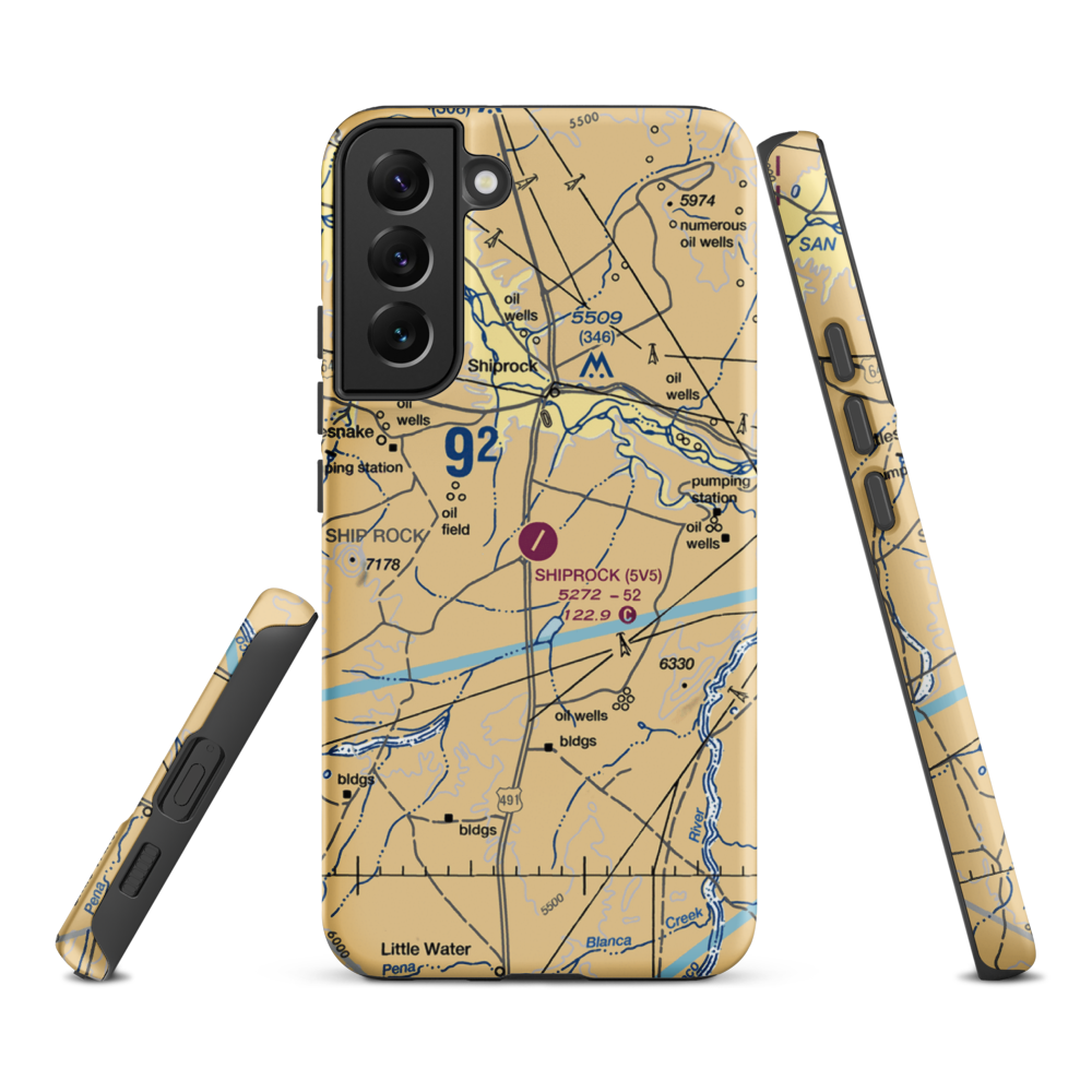 Shiprock Airstrip (5V5) VFR Sectional Samsung Phone Case Samsung Galaxy S22 Plus model shown