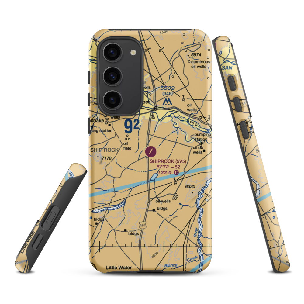 Shiprock Airstrip (5V5) VFR Sectional Samsung Phone Case Samsung Galaxy S23 Plus model shown