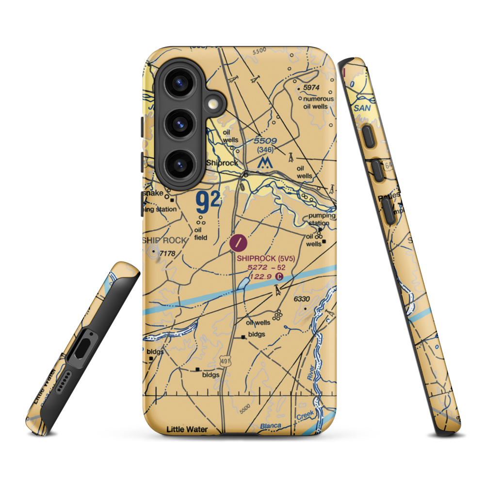 Shiprock Airstrip (5V5) VFR Sectional Samsung Phone Case Samsung Galaxy S24 Plus model shown
