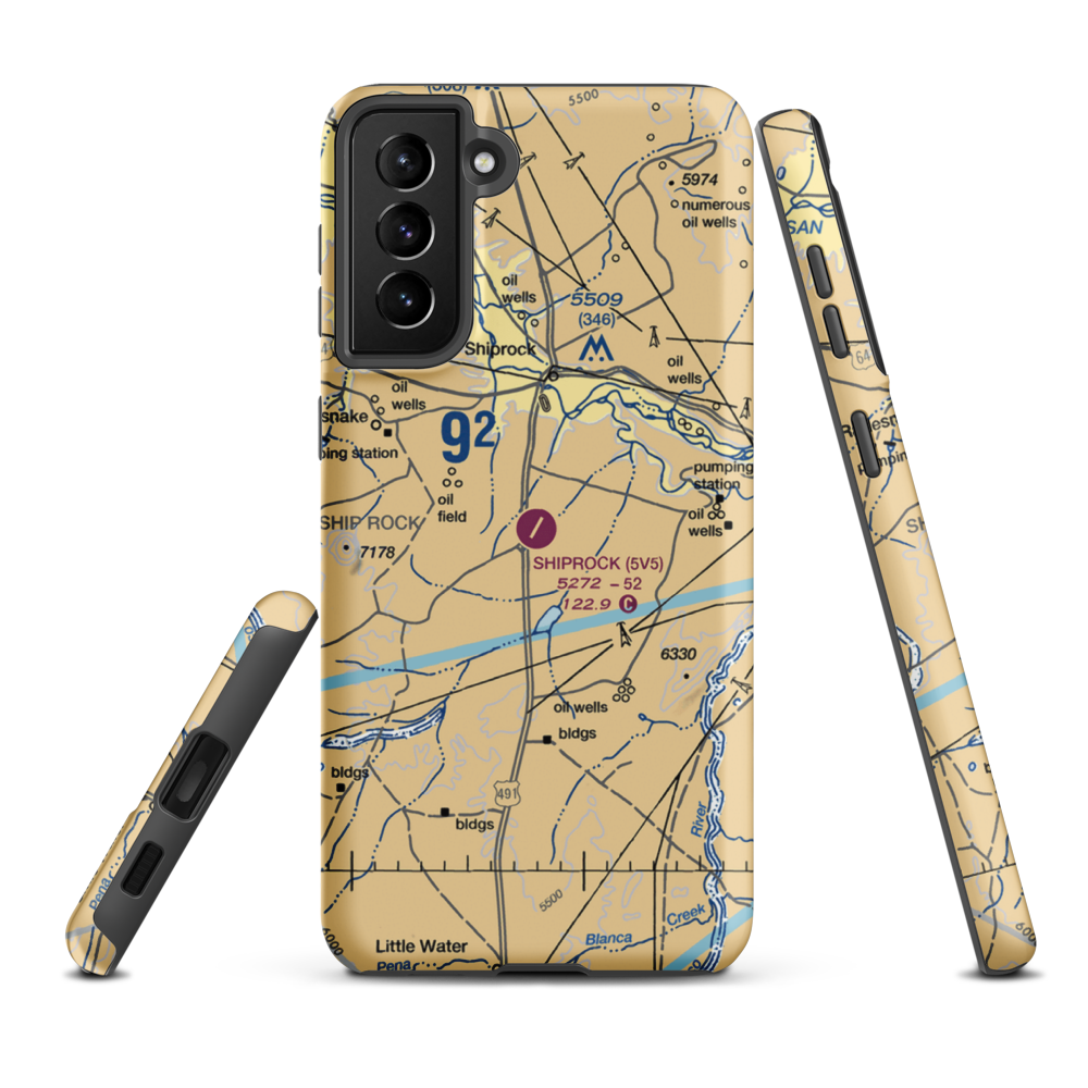Shiprock Airstrip (5V5) VFR Sectional Samsung Phone Case Samsung Galaxy S21 Plus model shown