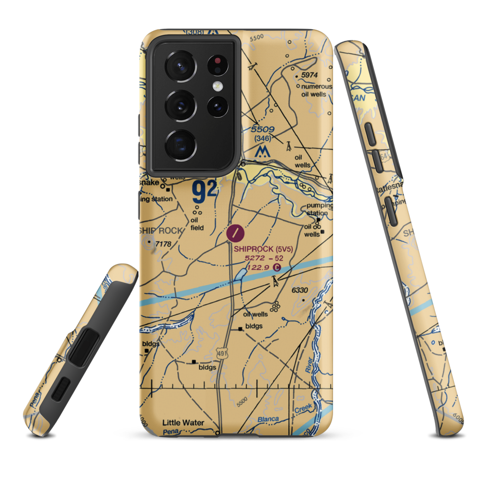 Shiprock Airstrip (5V5) VFR Sectional Samsung Phone Case Samsung Galaxy S21 Plus model shown