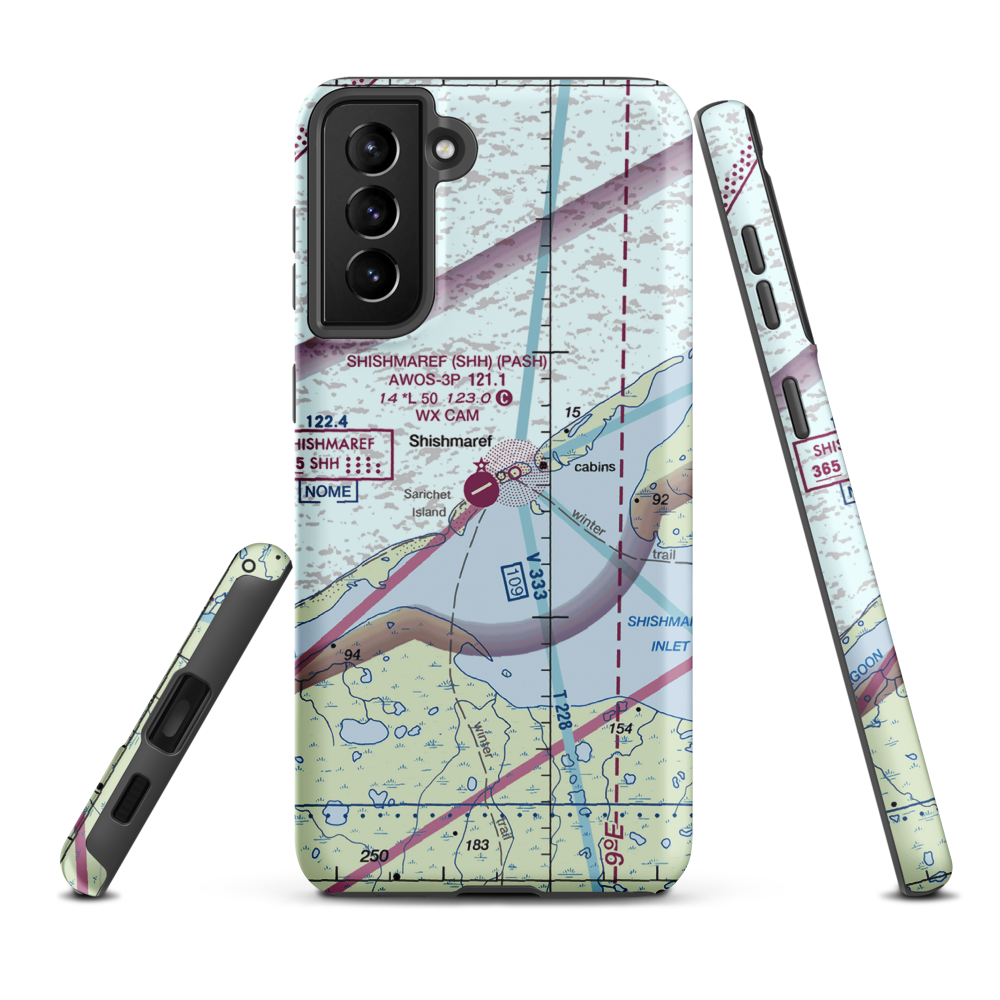 Shishmaref Airport (SHH) VFR Sectional Samsung Phone Case Samsung Galaxy S21 FE model shown