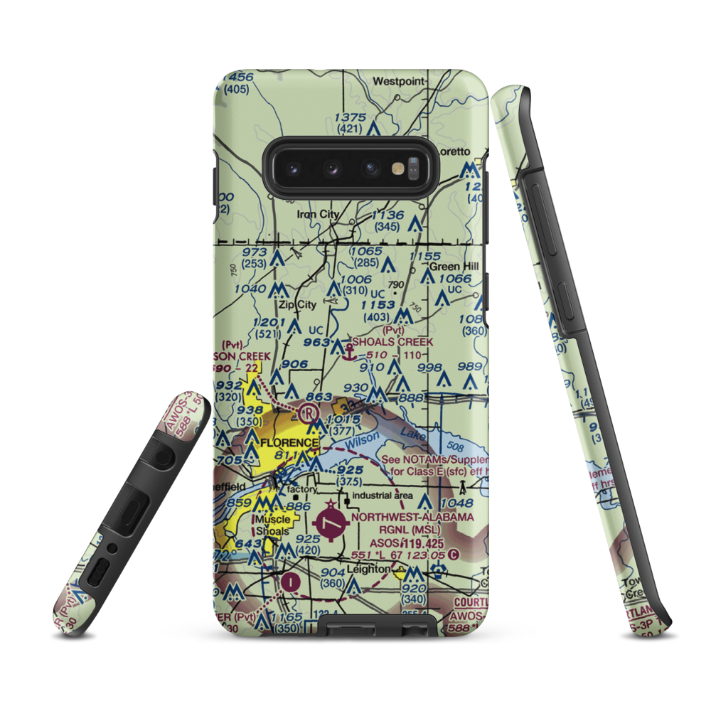 Shoals Creek Seaplane Base (AL46) VFR Sectional Samsung Phone Case Samsung Galaxy S10 Plus model shown