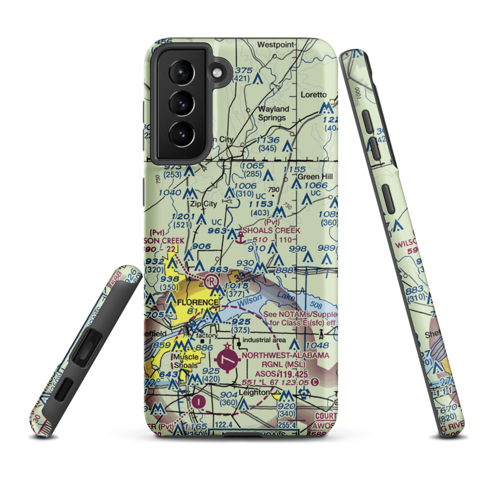 Shoals Creek Seaplane Base (AL46) VFR Sectional Samsung Phone Case Samsung Galaxy S21 Plus model shown