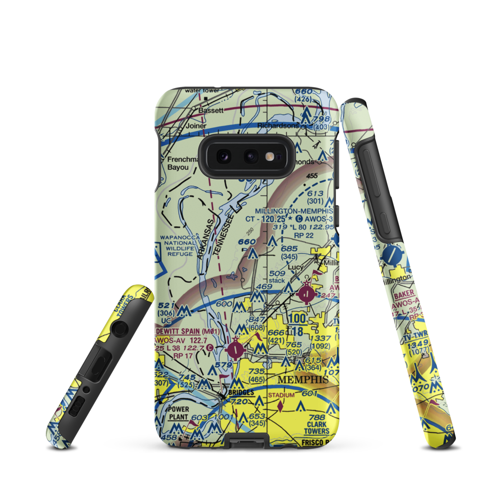 Shoemaker-Shelby Forest Airport (2TN4) VFR Sectional Samsung Phone Case Samsung Galaxy S10 Plus model shown