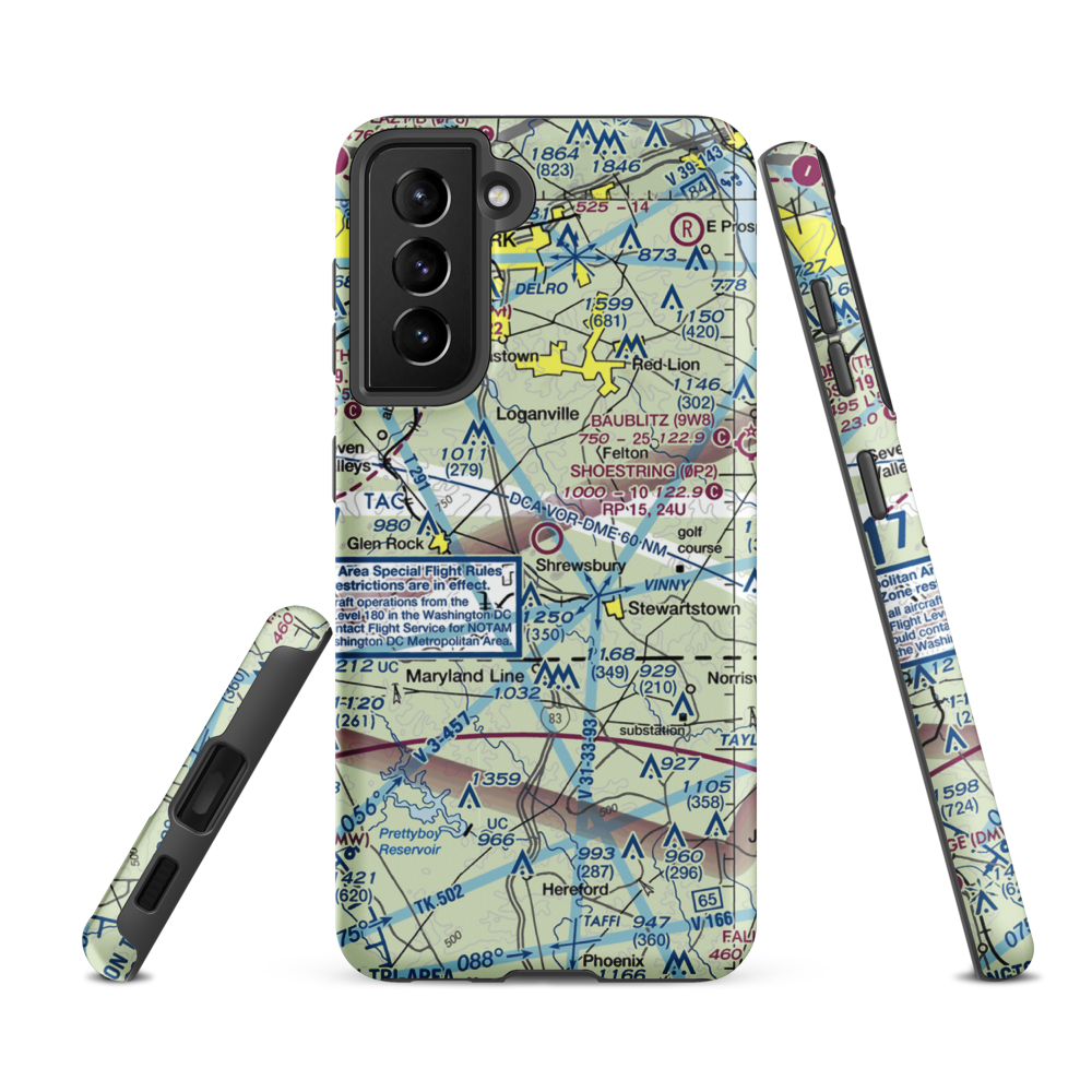 Shoestring Aviation Airfield (0P2) VFR Sectional Samsung Phone Case Samsung Galaxy S21 FE model shown