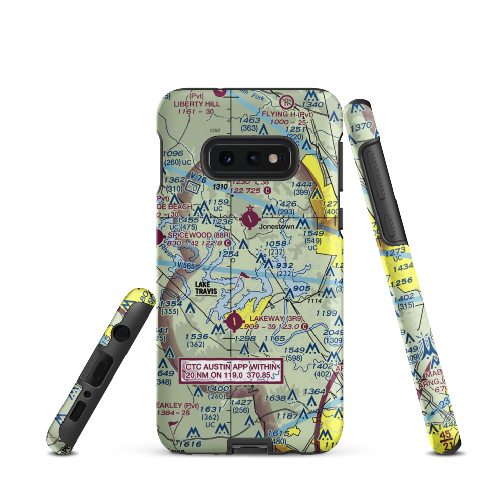Shoreline Ranch Airport (1TX4) VFR Sectional Samsung Phone Case Samsung Galaxy S10 Plus model shown