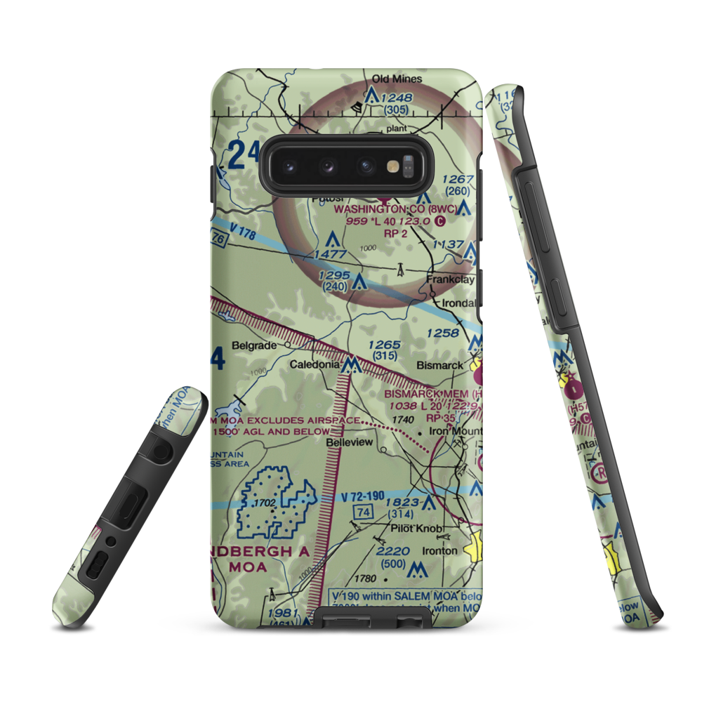 Short-N-Ruff Airport (0MO2) VFR Sectional Samsung Phone Case Samsung Galaxy S10 Plus model shown