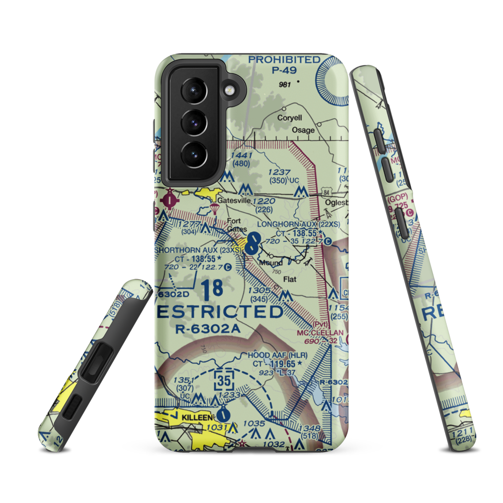 Shorthorn Aux Landing Strip (23XS) VFR Sectional Samsung Phone Case Samsung Galaxy S21 FE model shown