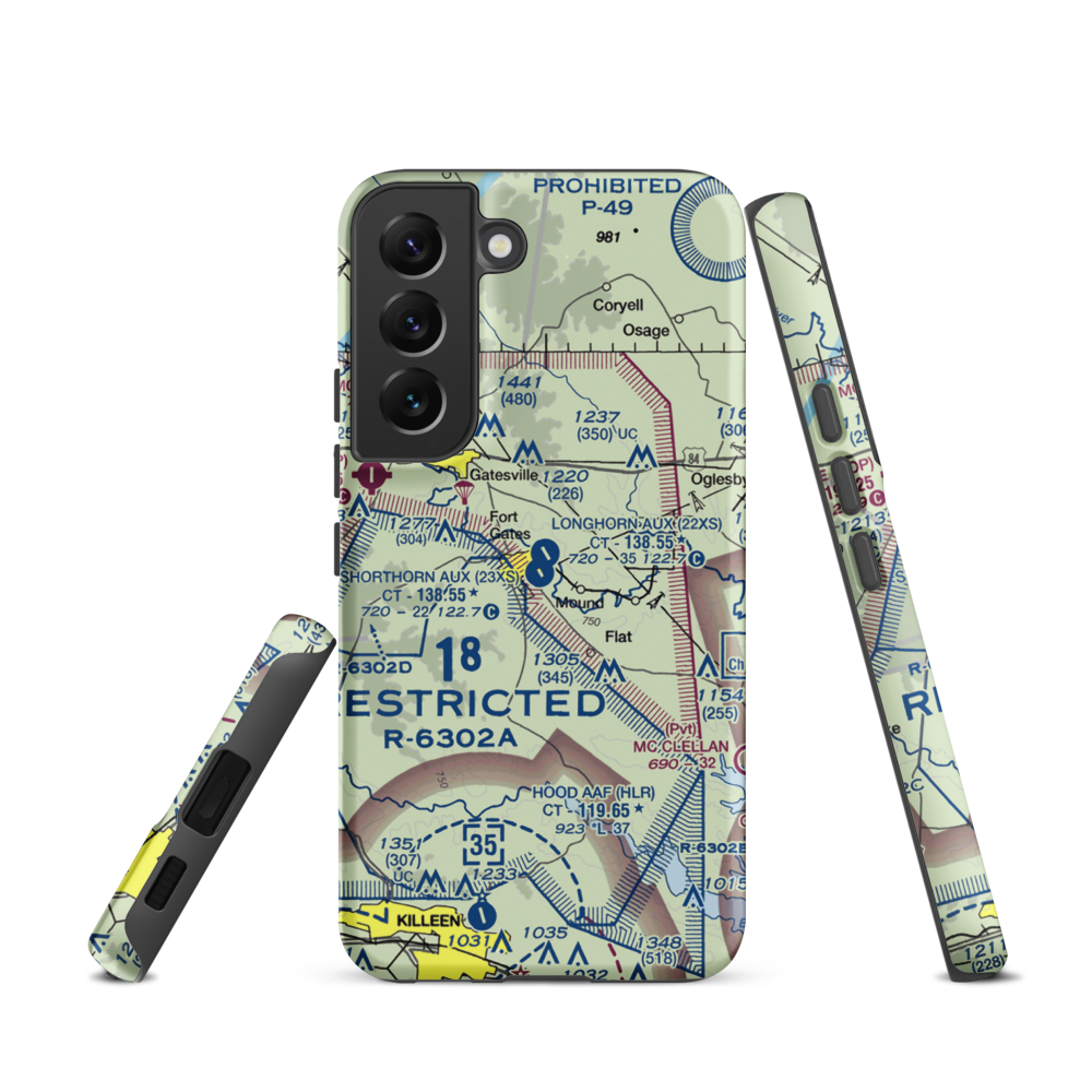Shorthorn Aux Landing Strip (23XS) VFR Sectional Samsung Phone Case Samsung Galaxy S22 model shown