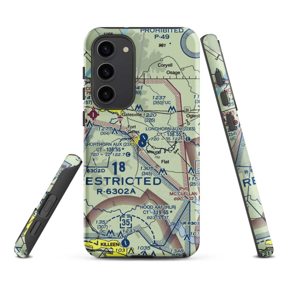 Shorthorn Aux Landing Strip (23XS) VFR Sectional Samsung Phone Case Samsung Galaxy S23 Plus model shown