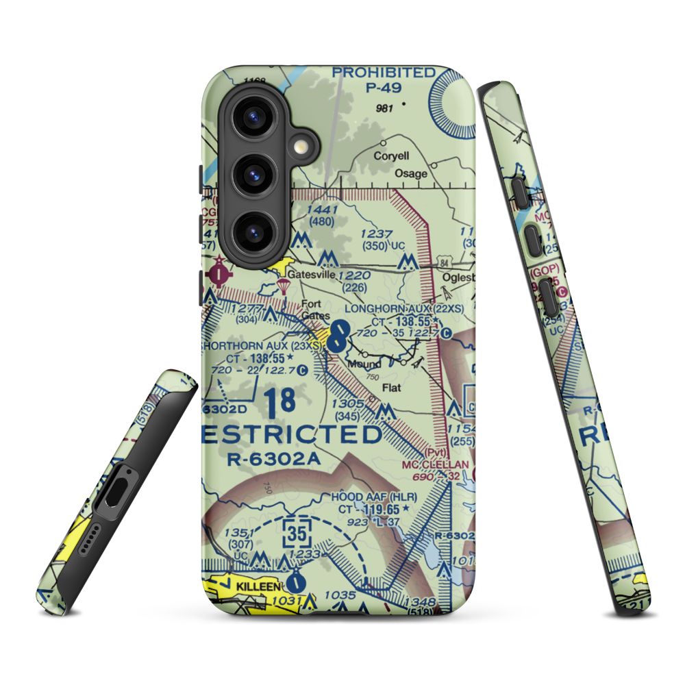 Shorthorn Aux Landing Strip (23XS) VFR Sectional Samsung Phone Case Samsung Galaxy S24 Plus model shown