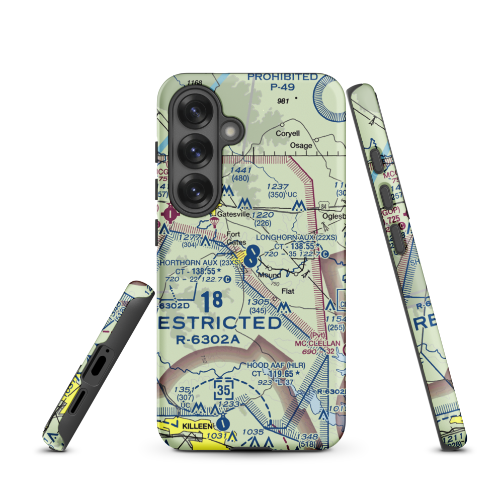 Shorthorn Aux Landing Strip (23XS) VFR Sectional Samsung Phone Case Samsung Galaxy S25 model shown