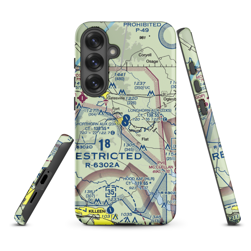 Shorthorn Aux Landing Strip (23XS) VFR Sectional Samsung Phone Case Samsung Galaxy S25 Plus model shown