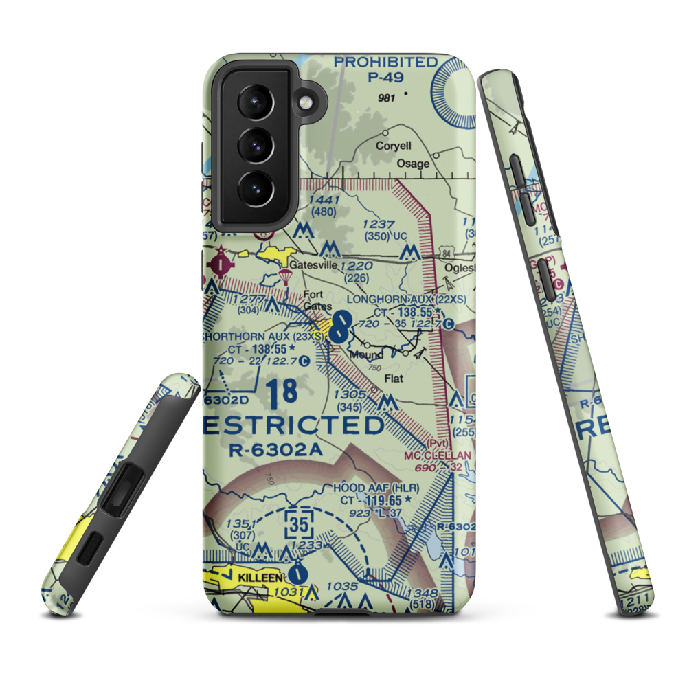Shorthorn Aux Landing Strip (23XS) VFR Sectional Samsung Phone Case Samsung Galaxy S21 Plus model shown