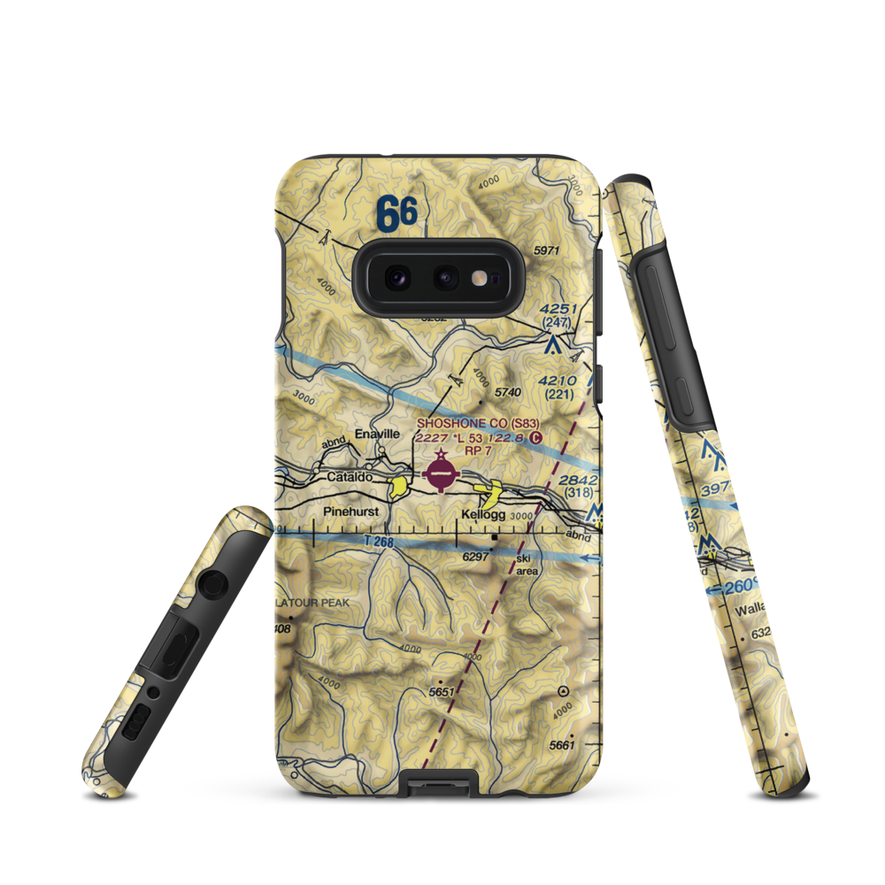 Shoshone County Airport (S83) VFR Sectional Samsung Phone Case Samsung Galaxy S10e model shown