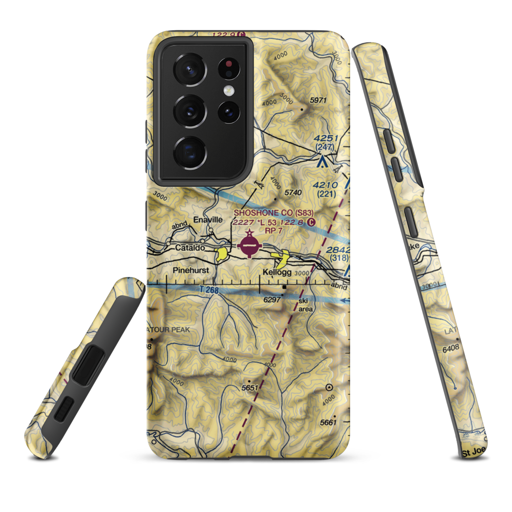 Shoshone County Airport (S83) VFR Sectional Samsung Phone Case Samsung Galaxy S21 Plus model shown