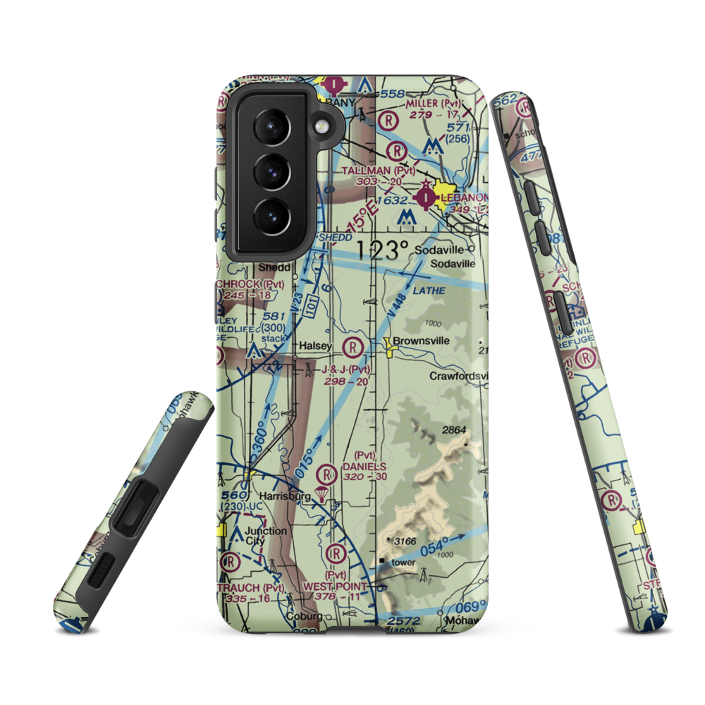 Showa Airport (OR94) VFR Sectional Samsung Phone Case Samsung Galaxy S21 FE model shown