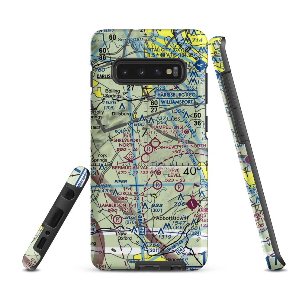 Shreveport North Airport (62PA) VFR Sectional Samsung Phone Case Samsung Galaxy S10 Plus model shown