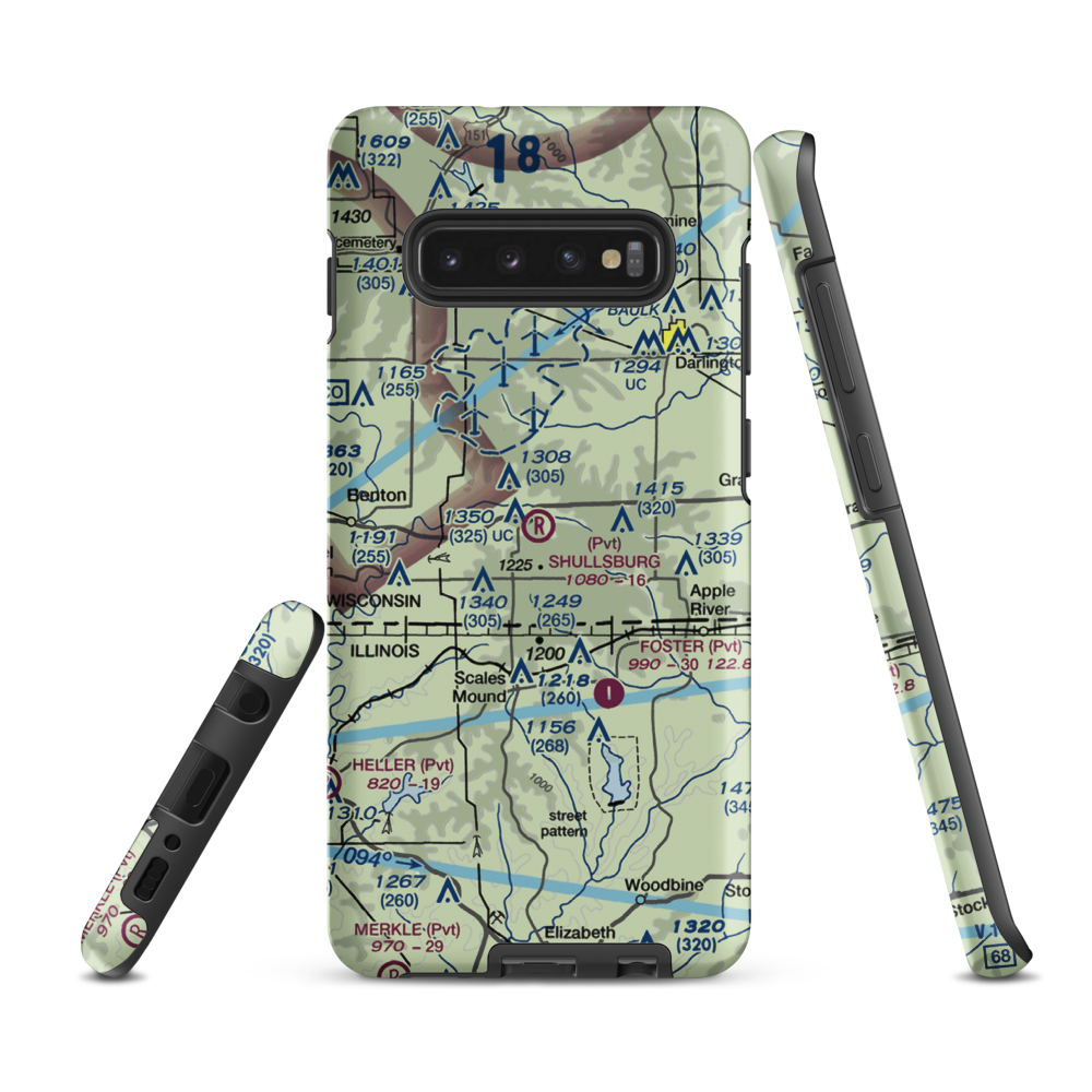 Shullsburg Airport (2WI2) VFR Sectional Samsung Phone Case Samsung Galaxy S10 Plus model shown