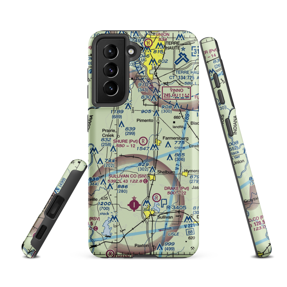 Shure Airport (IN57) VFR Sectional Samsung Phone Case Samsung Galaxy S21 FE model shown