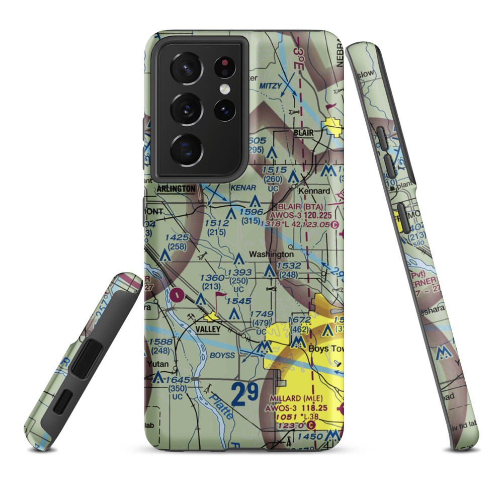 Sibbernsen Airport (1NE5) VFR Sectional Samsung Phone Case Samsung Galaxy S21 Plus model shown