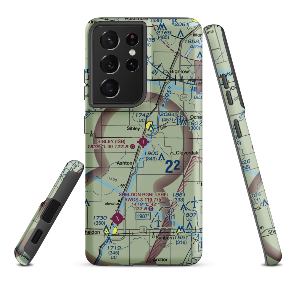 Sibley Municipal Airport (ISB) VFR Sectional Samsung Phone Case Samsung Galaxy S21 Ultra model shown
