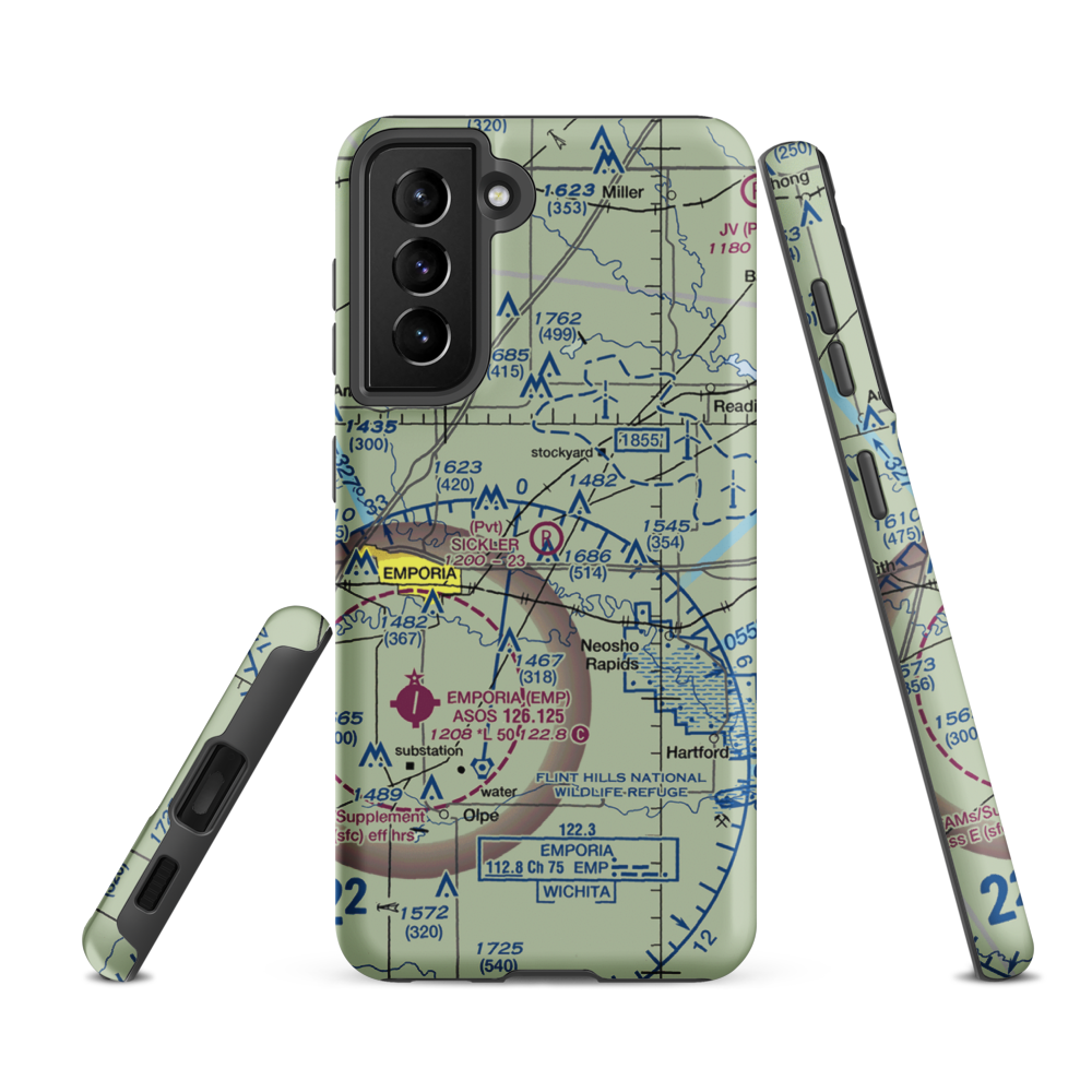 Sickler Airstrip (15KS) VFR Sectional Samsung Phone Case Samsung Galaxy S21 FE model shown