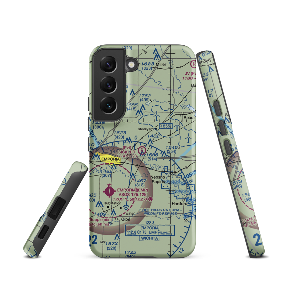 Sickler Airstrip (15KS) VFR Sectional Samsung Phone Case Samsung Galaxy S22 model shown
