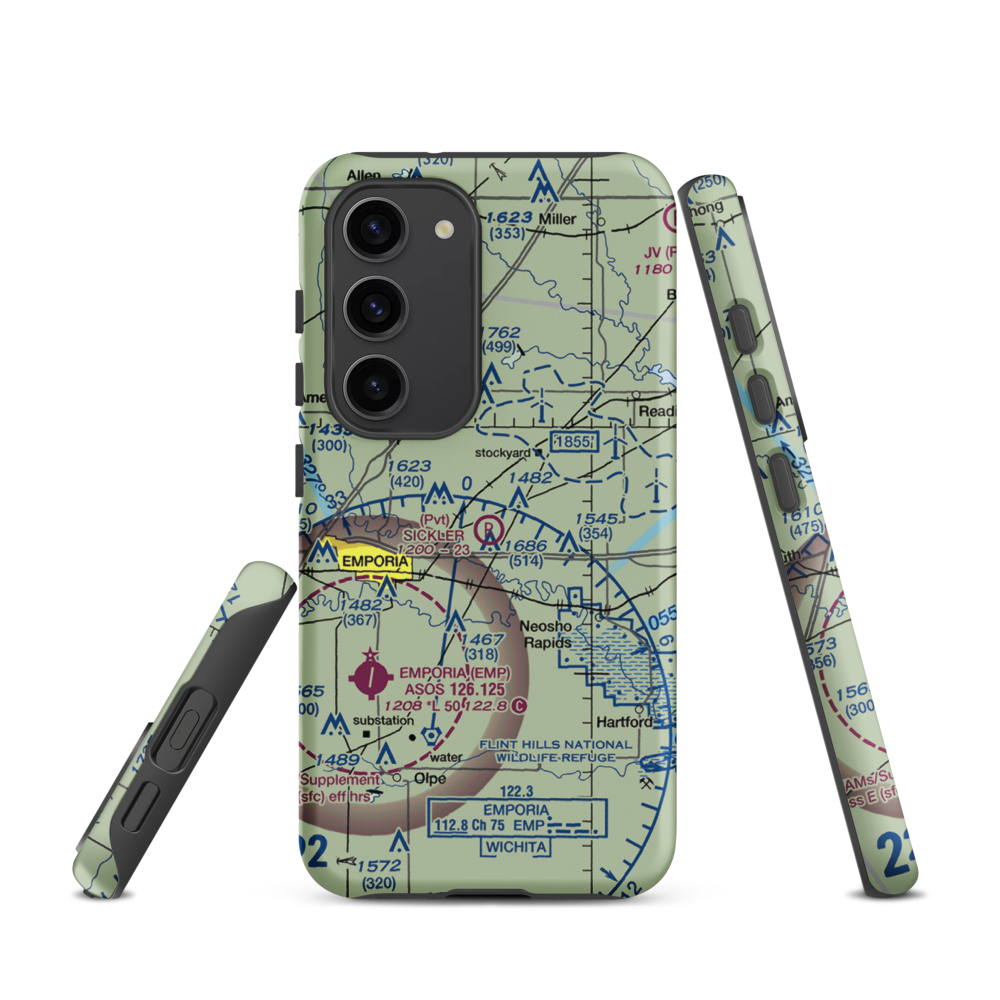 Sickler Airstrip (15KS) VFR Sectional Samsung Phone Case Samsung Galaxy S23 model shown