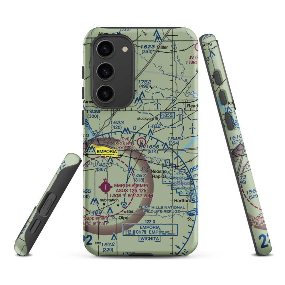 Sickler Airstrip (15KS) VFR Sectional Samsung Phone Case Samsung Galaxy S23 Plus model shown
