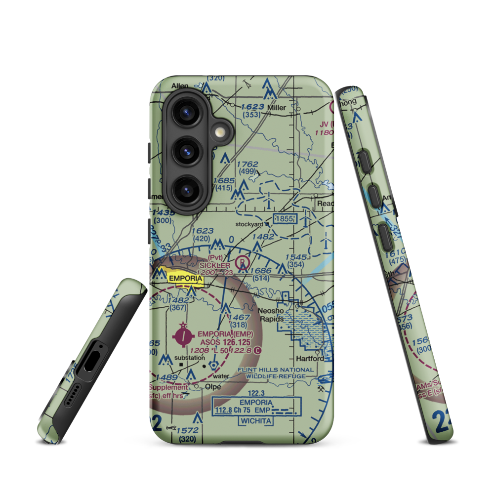 Sickler Airstrip (15KS) VFR Sectional Samsung Phone Case Samsung Galaxy S24 model shown