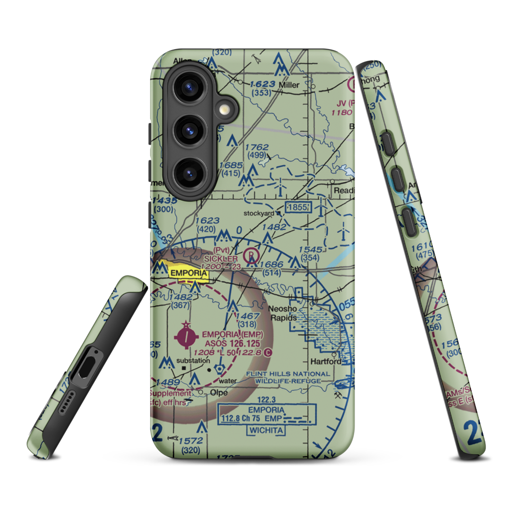 Sickler Airstrip (15KS) VFR Sectional Samsung Phone Case Samsung Galaxy S24 Plus model shown