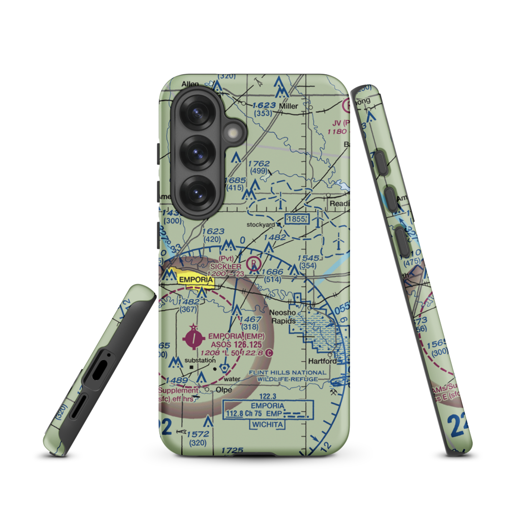 Sickler Airstrip (15KS) VFR Sectional Samsung Phone Case Samsung Galaxy S25 model shown