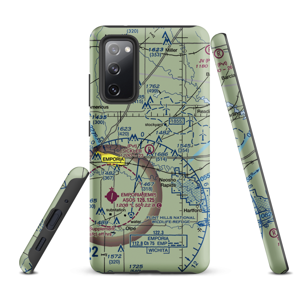 Sickler Airstrip (15KS) VFR Sectional Samsung Phone Case Samsung Galaxy S20 FE model shown