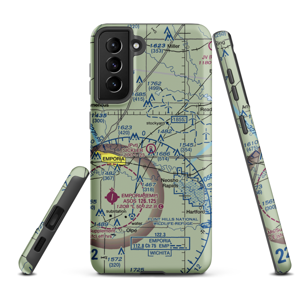 Sickler Airstrip (15KS) VFR Sectional Samsung Phone Case Samsung Galaxy S21 Plus model shown