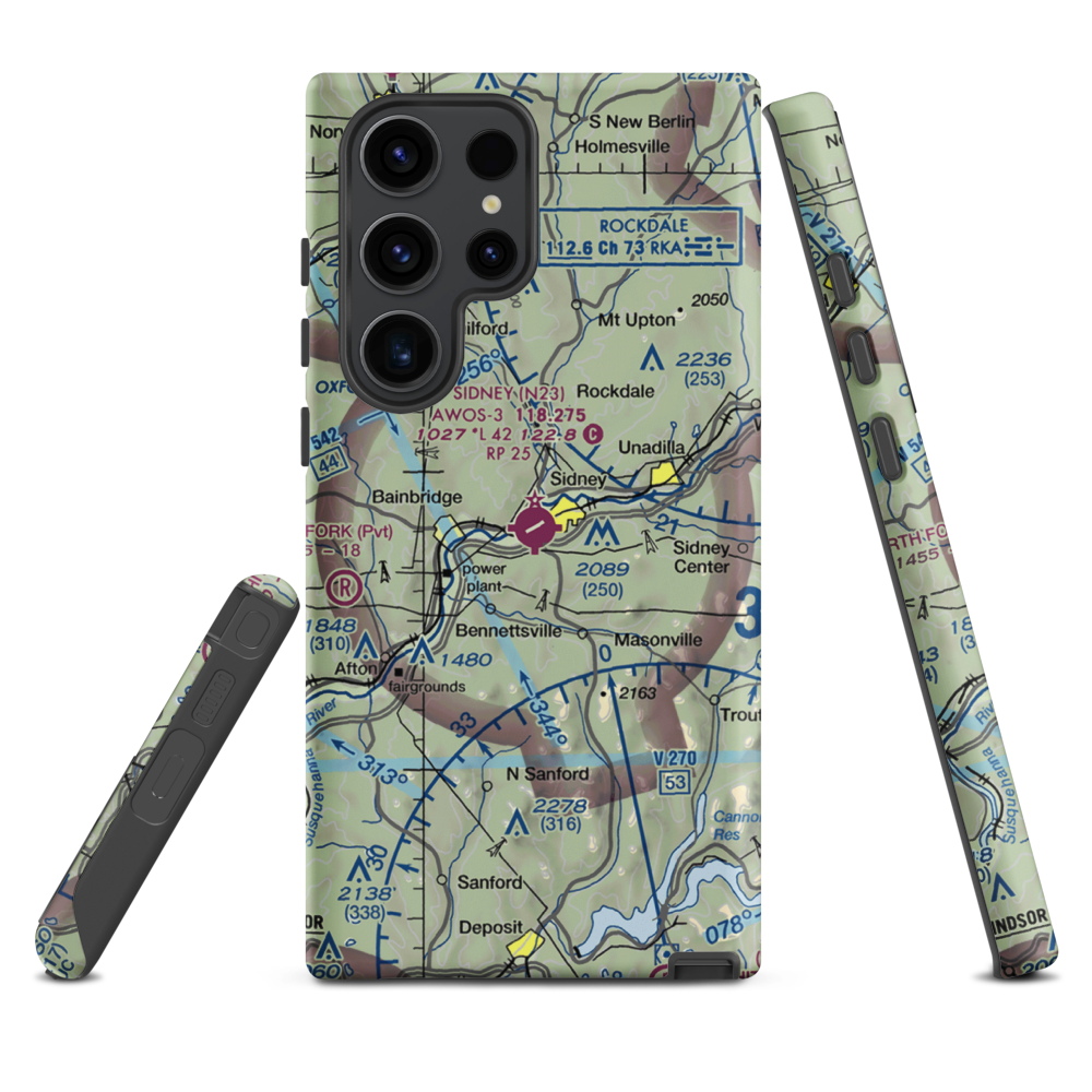 Sidney Municipal Airport (N23) VFR Sectional Samsung Phone Case Samsung Galaxy S23 Ultra model shown