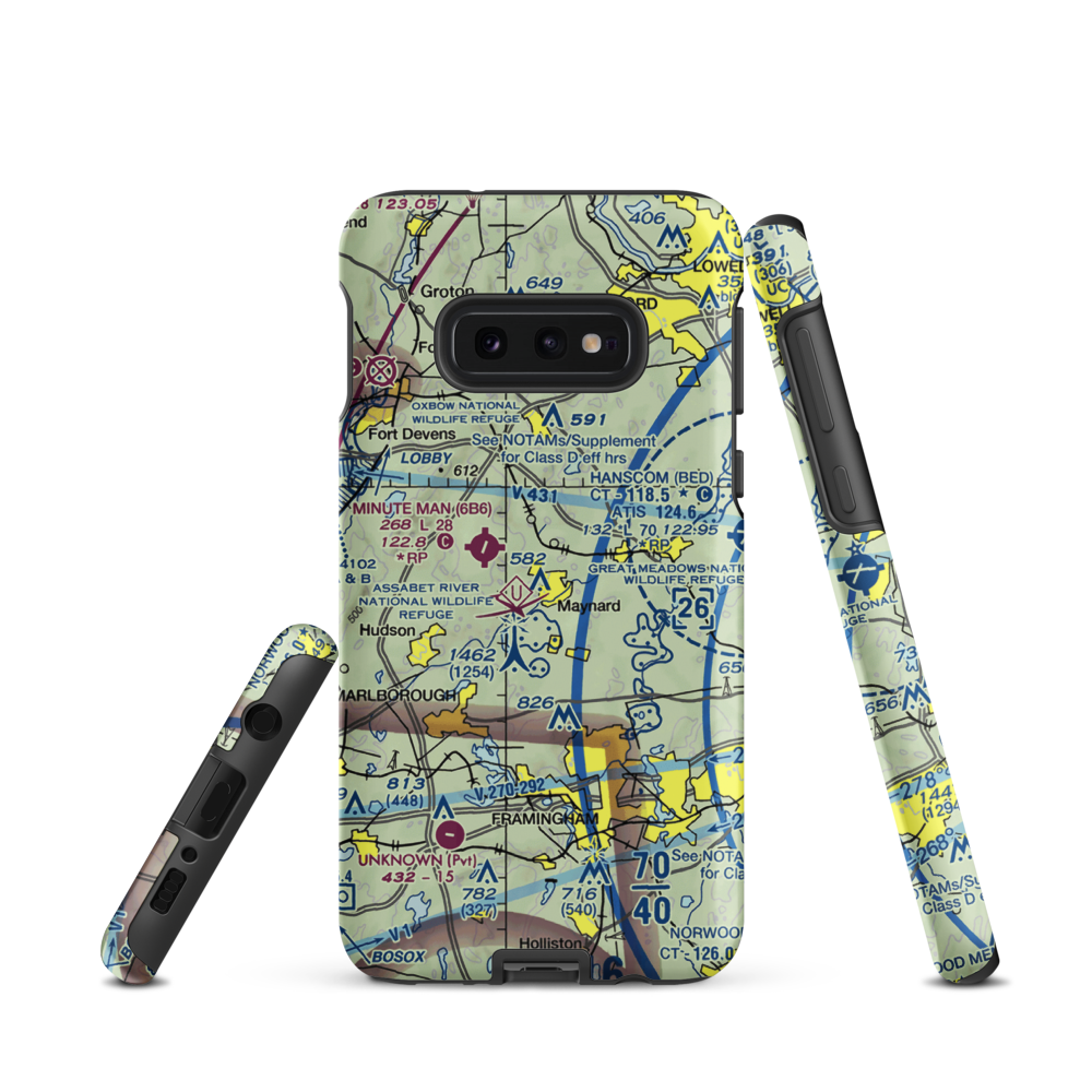 Sids Airport (MA52) VFR Sectional Samsung Phone Case Samsung Galaxy S10e model shown