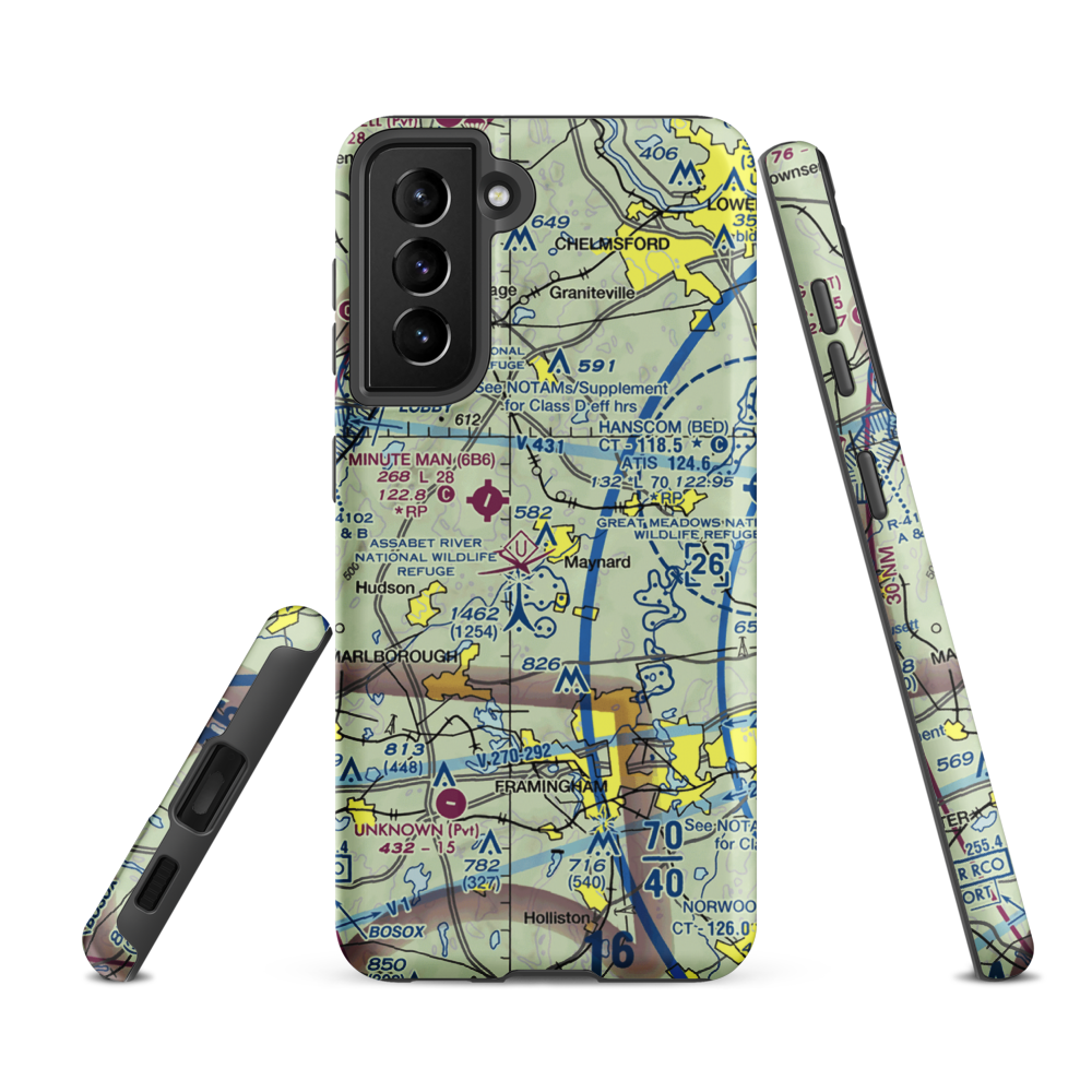 Sids Airport (MA52) VFR Sectional Samsung Phone Case Samsung Galaxy S21 FE model shown