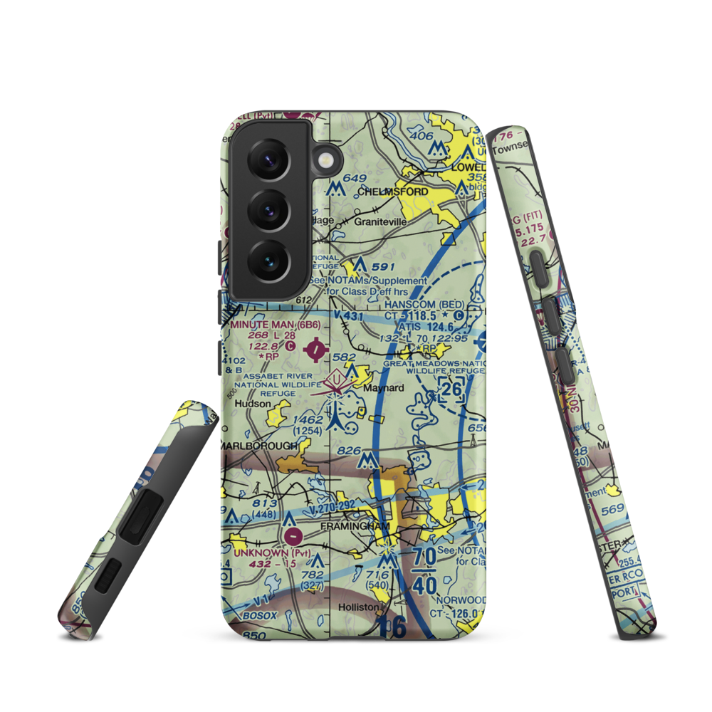 Sids Airport (MA52) VFR Sectional Samsung Phone Case Samsung Galaxy S22 model shown