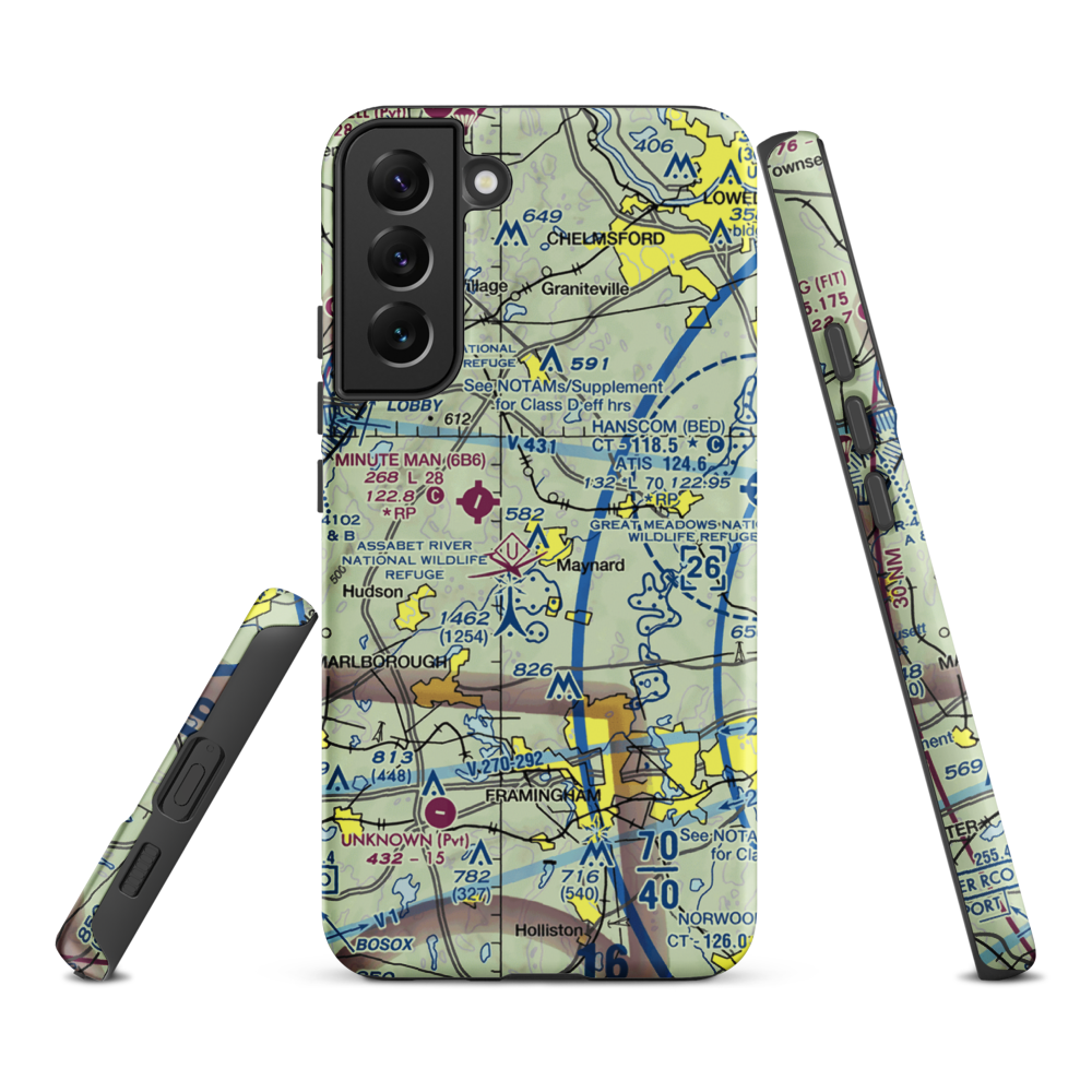 Sids Airport (MA52) VFR Sectional Samsung Phone Case Samsung Galaxy S22 Plus model shown