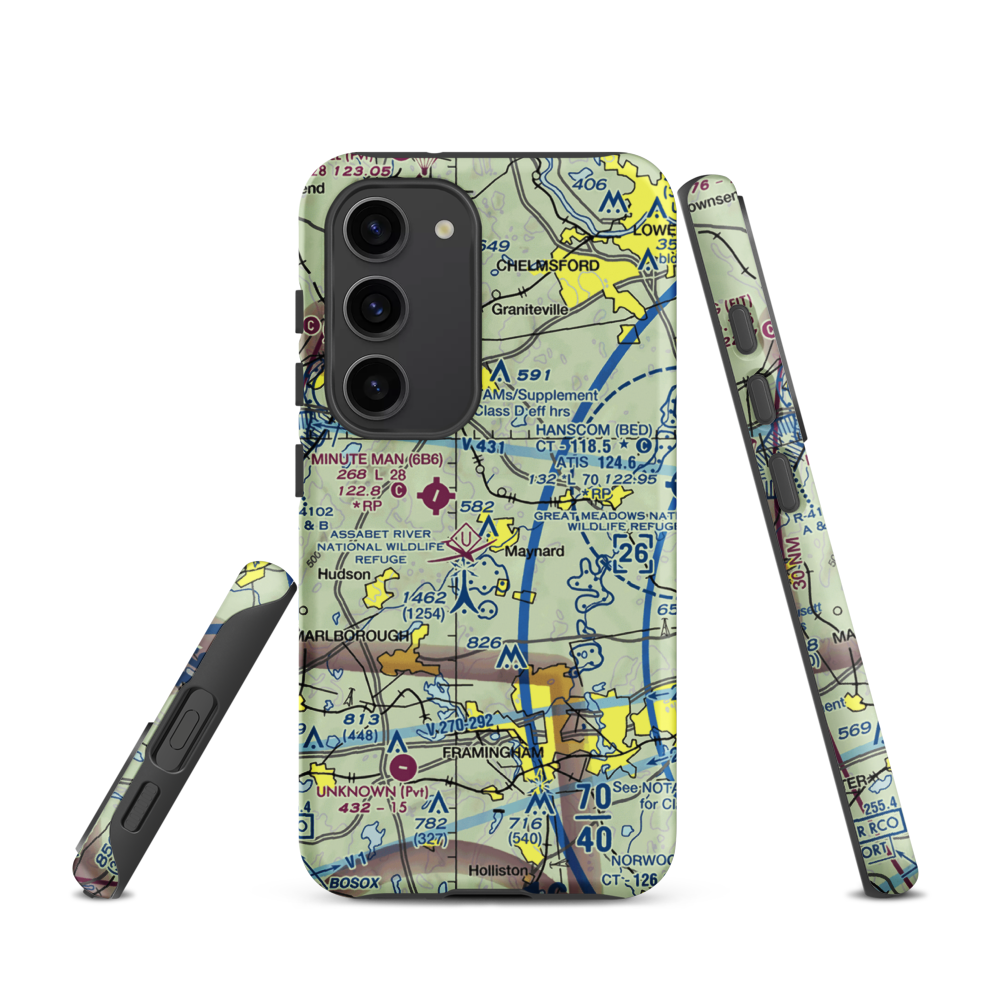 Sids Airport (MA52) VFR Sectional Samsung Phone Case Samsung Galaxy S23 model shown