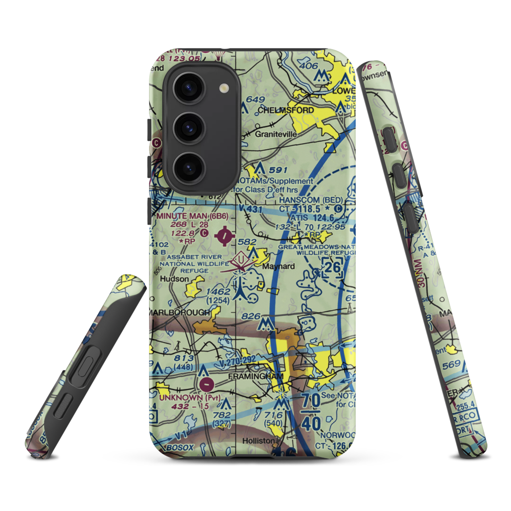 Sids Airport (MA52) VFR Sectional Samsung Phone Case Samsung Galaxy S23 Plus model shown