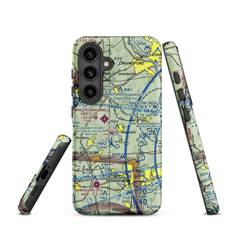 Sids Airport (MA52) VFR Sectional Samsung Phone Case Samsung Galaxy S24 model shown