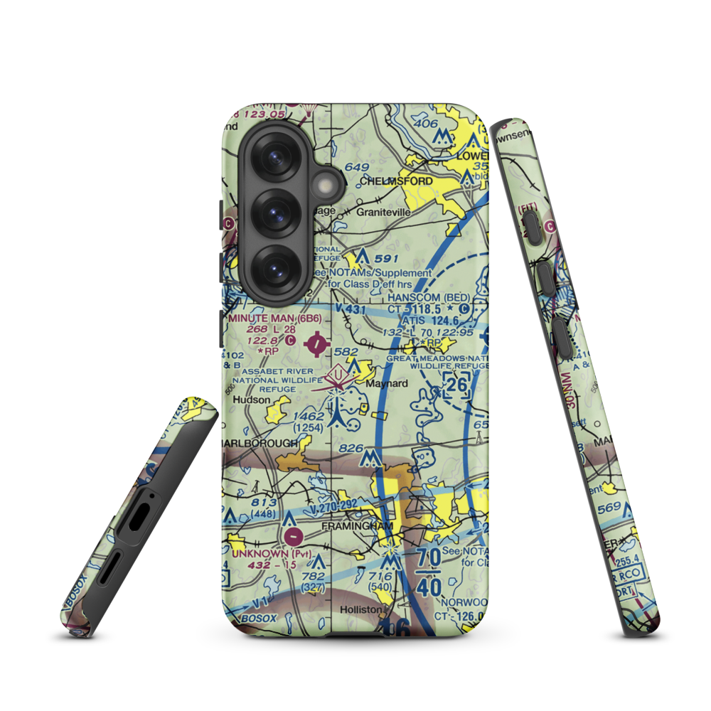 Sids Airport (MA52) VFR Sectional Samsung Phone Case Samsung Galaxy S25 model shown