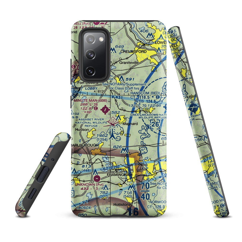 Sids Airport (MA52) VFR Sectional Samsung Phone Case Samsung Galaxy S20 FE model shown