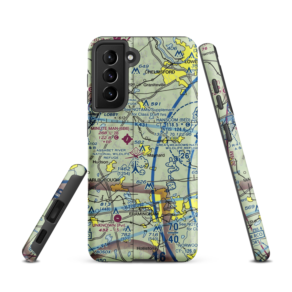 Sids Airport (MA52) VFR Sectional Samsung Phone Case Samsung Galaxy S21 model shown
