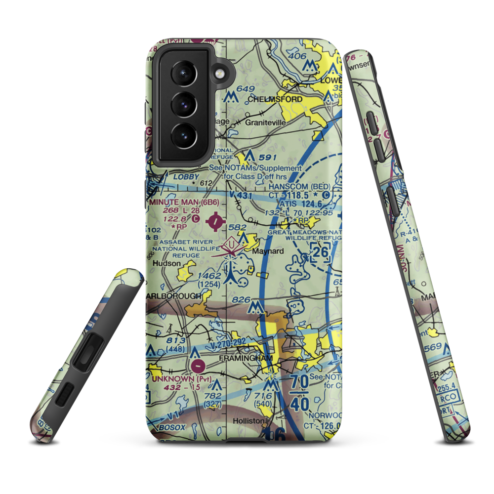 Sids Airport (MA52) VFR Sectional Samsung Phone Case Samsung Galaxy S21 FE model shown