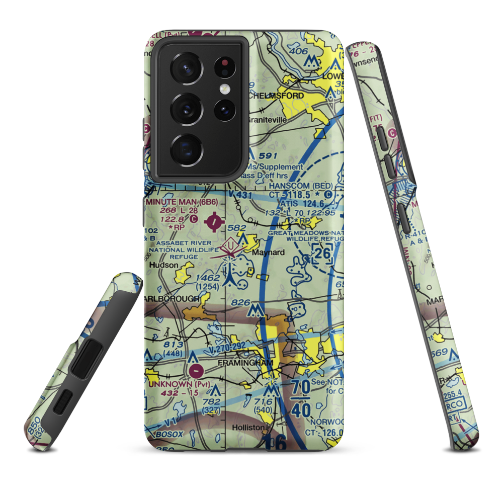 Sids Airport (MA52) VFR Sectional Samsung Phone Case Samsung Galaxy S21 Plus model shown