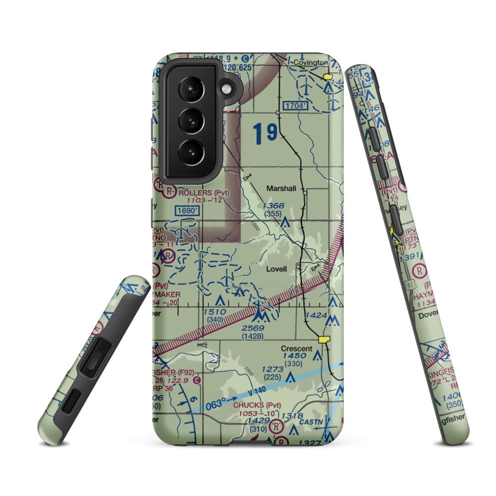 Siegmanns Airport (OK42) VFR Sectional Samsung Phone Case Samsung Galaxy S21 FE model shown